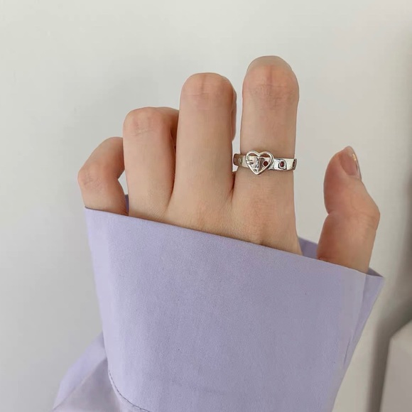 Heart ring, silver heart ring, stacking ring silver, silver stacking ring - Picture 1 of 7
